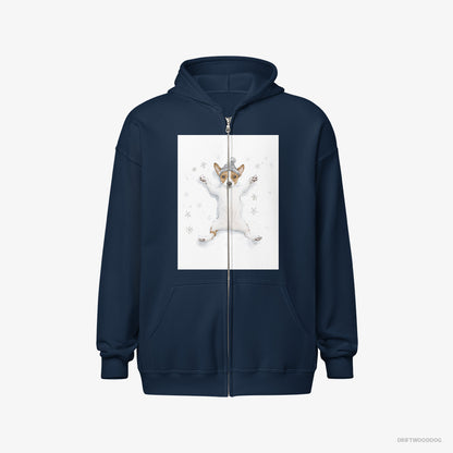 Jack Russell Terrier Rolling in the Snow Navy Hoodie