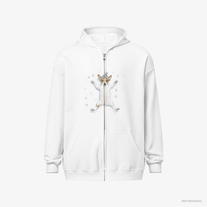 Jack Russell Terrier Rolling in the Snow White Hoodie