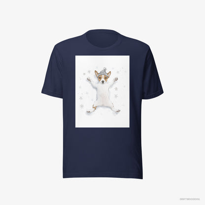 Jack Russell Terrier Rolling in the Snow Navy T-Shirt