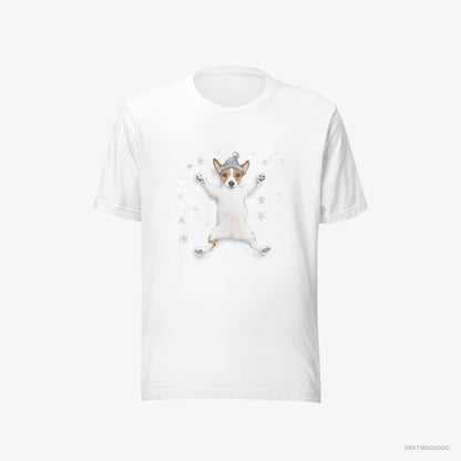 Jack Russell Terrier Rolling in the Snow White T-Shirt