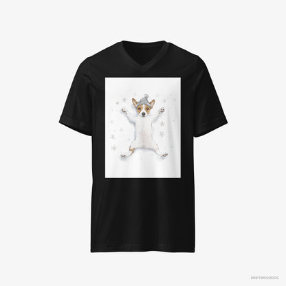 Jack Russell Terrier Rolling in the Snow Black T-Shirt