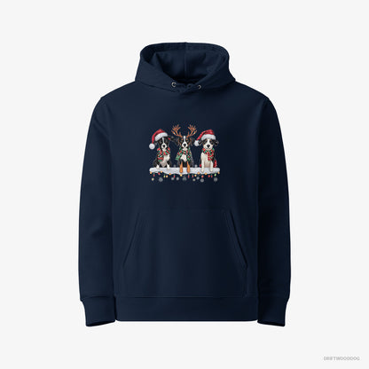 Border Collie Puppies in the Christmas Spirit Navy Hoodie