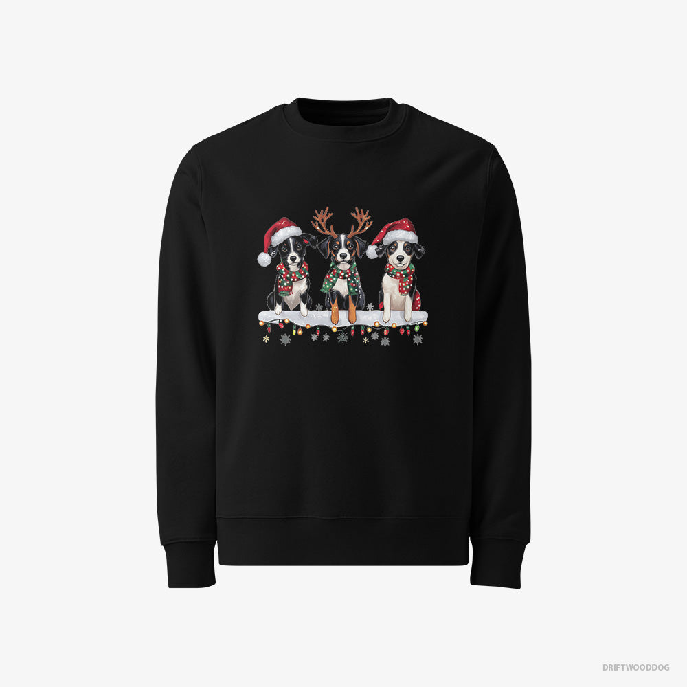 Border Collie Sweatshirt – Men Black Sweatshirt Classic – Puppies in the Christmas Spirit (on White Background)