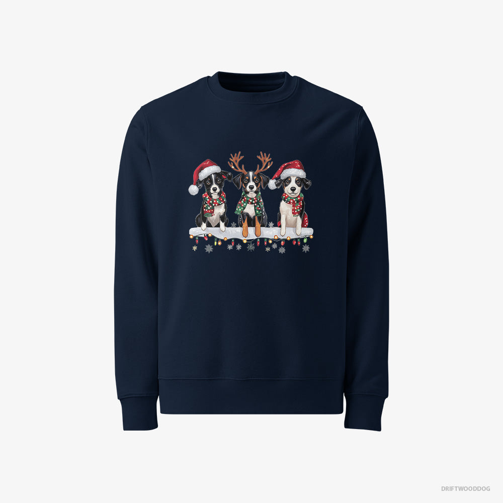 Border Collie Sweatshirt – Men Navy Sweatshirt Classic – Puppies in the Christmas Spirit (on White Background)