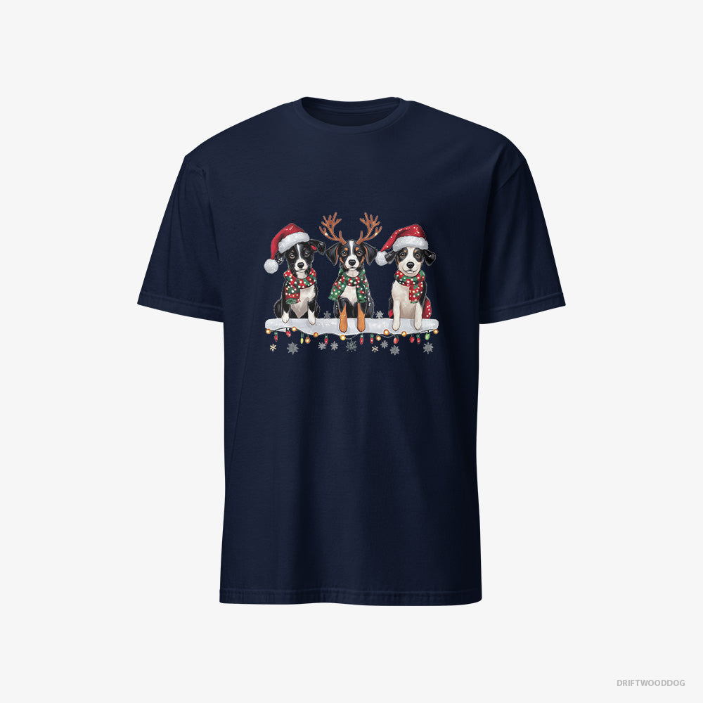 Border Collie T-Shirt – Men Navy T-Shirt Classic – Puppies in the Christmas Spirit (on White Background)