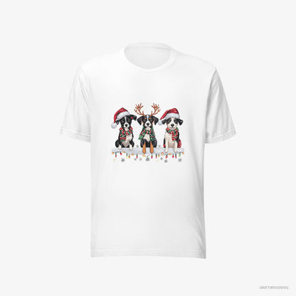 Border Collie Puppies in the Christmas Spirit White T-Shirt