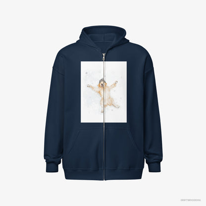 Golden Retriever Making a Snow Angel Navy Hoodie