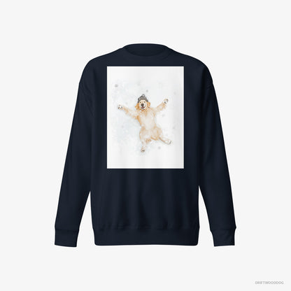 Golden Retriever Making a Snow Angel Navy Sweatshirt