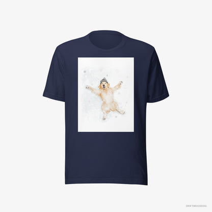 Golden Retriever Making a Snow Angel Navy T-Shirt