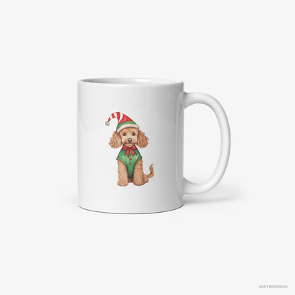 Poodle Wearing an Elf Outfit White Mug