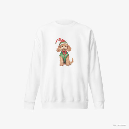 Poodle Wearing an Elf Outfit White Sweatshirt