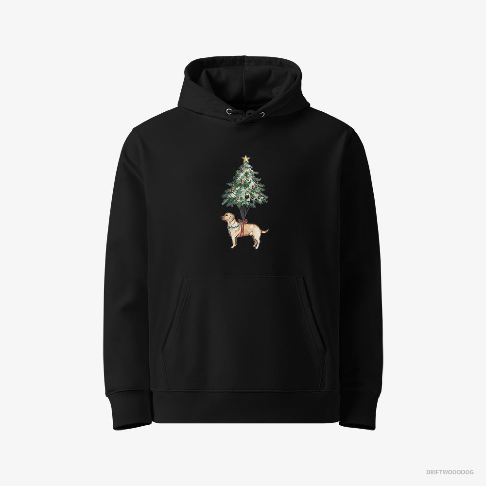 Labrador Retriever Hoodie – Men Black Hoodie Eco-Friendly – Hanging on the Christmas Tree (on White Background)