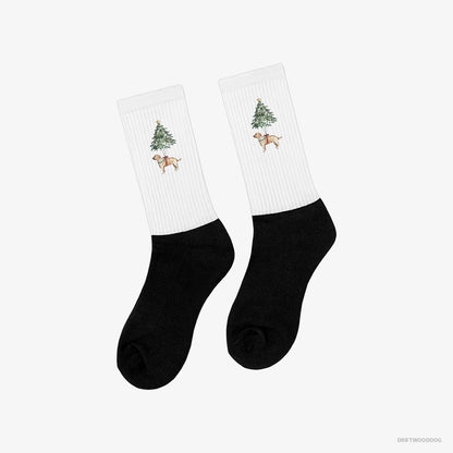 Labrador Retriever Hanging on the Christmas Tree White and Black Socks