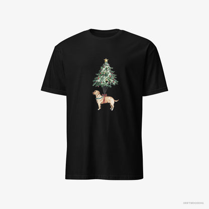 Labrador Retriever Hanging on the Christmas Tree Black T-Shirt