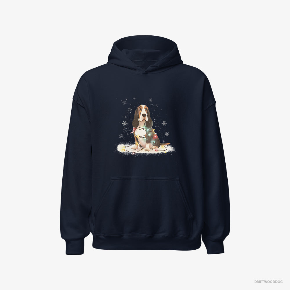 Basset Hound Wrapped in Christmas Lights Classic Hoodie