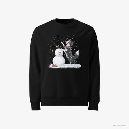 Border Collie Sculpting a Snowman Black Sweatshirt