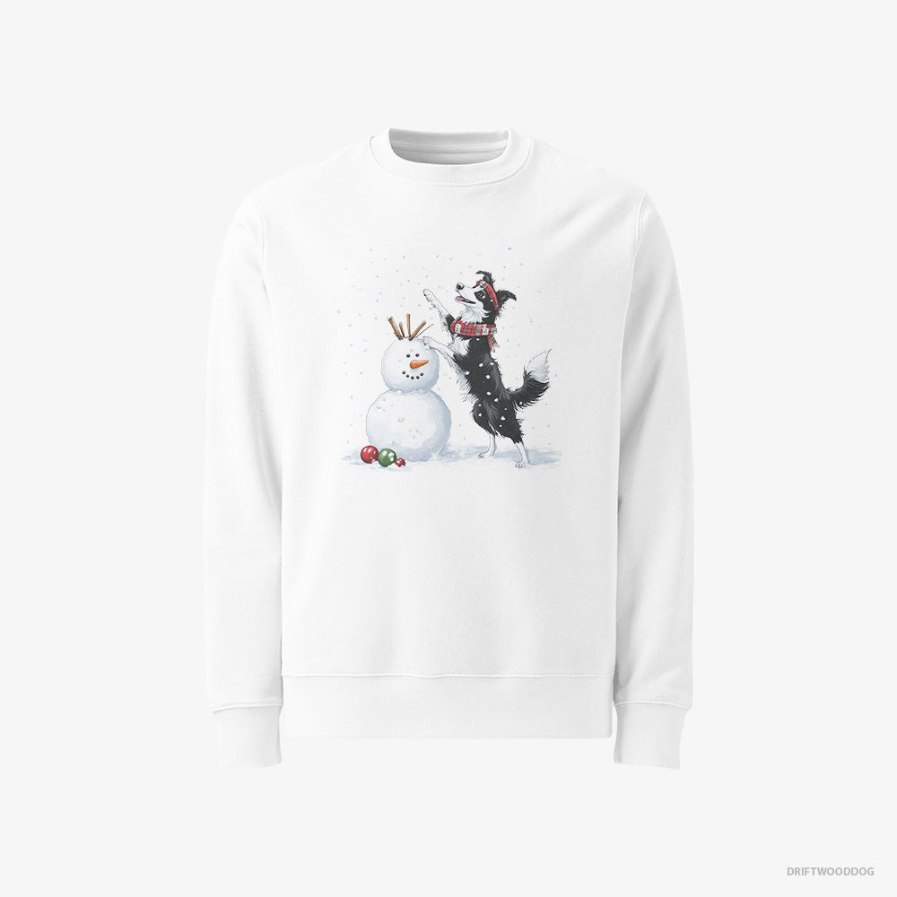 Border Collie Sculpting a Snowman Classic Sweatshirt