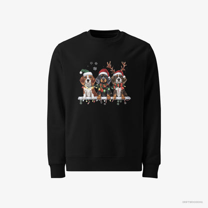 Basset Hound Puppies in a Cozy Christmas Setting Black Sweatshirt