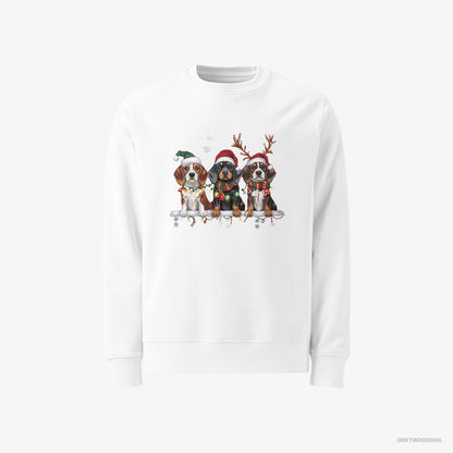 Basset Hound Puppies in a Cozy Christmas Setting White Sweatshirt