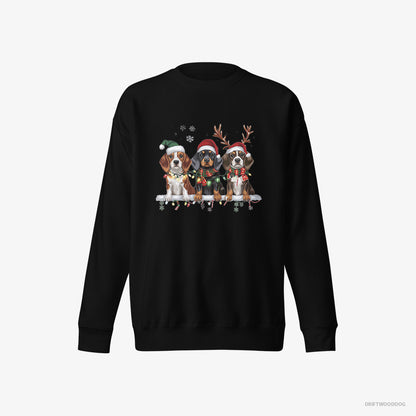 Basset Hound Puppies in a Cozy Christmas Setting Black Sweatshirt