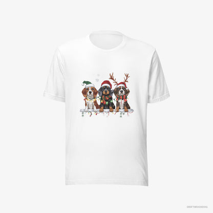 Basset Hound Puppies in a Cozy Christmas Setting White T-Shirt