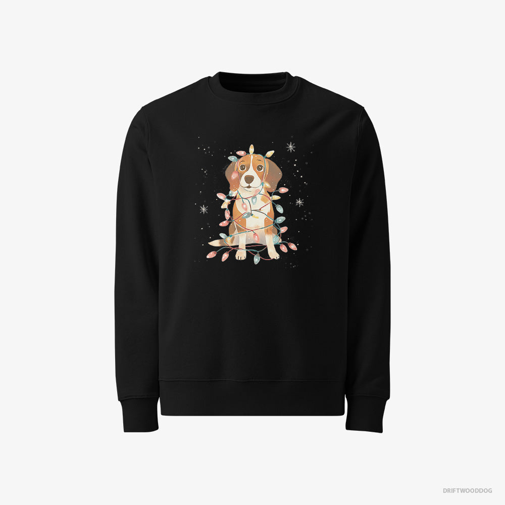 Beagle Wrapped in Glowing Christmas Lights – Men's Sweatshirt Black – Classic