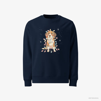 Beagle Wrapped in Glowing Christmas Lights Navy Sweatshirt