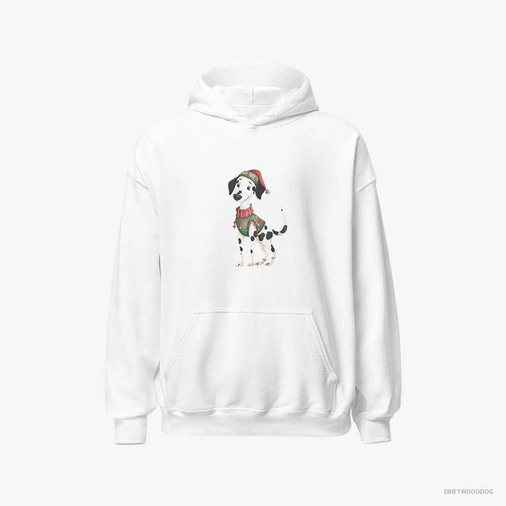 Dalmatian Hoodie – Men White Hoodie Classic – in an Elf Suit (on White Background)