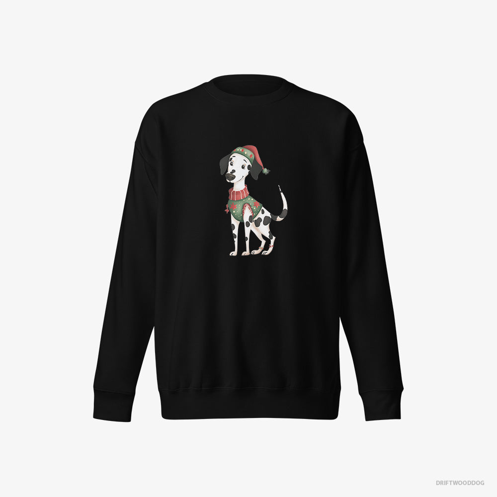 Dalmatian Sweatshirt – Men Black Sweatshirt Eco-Friendly – in an Elf Suit (on White Background)