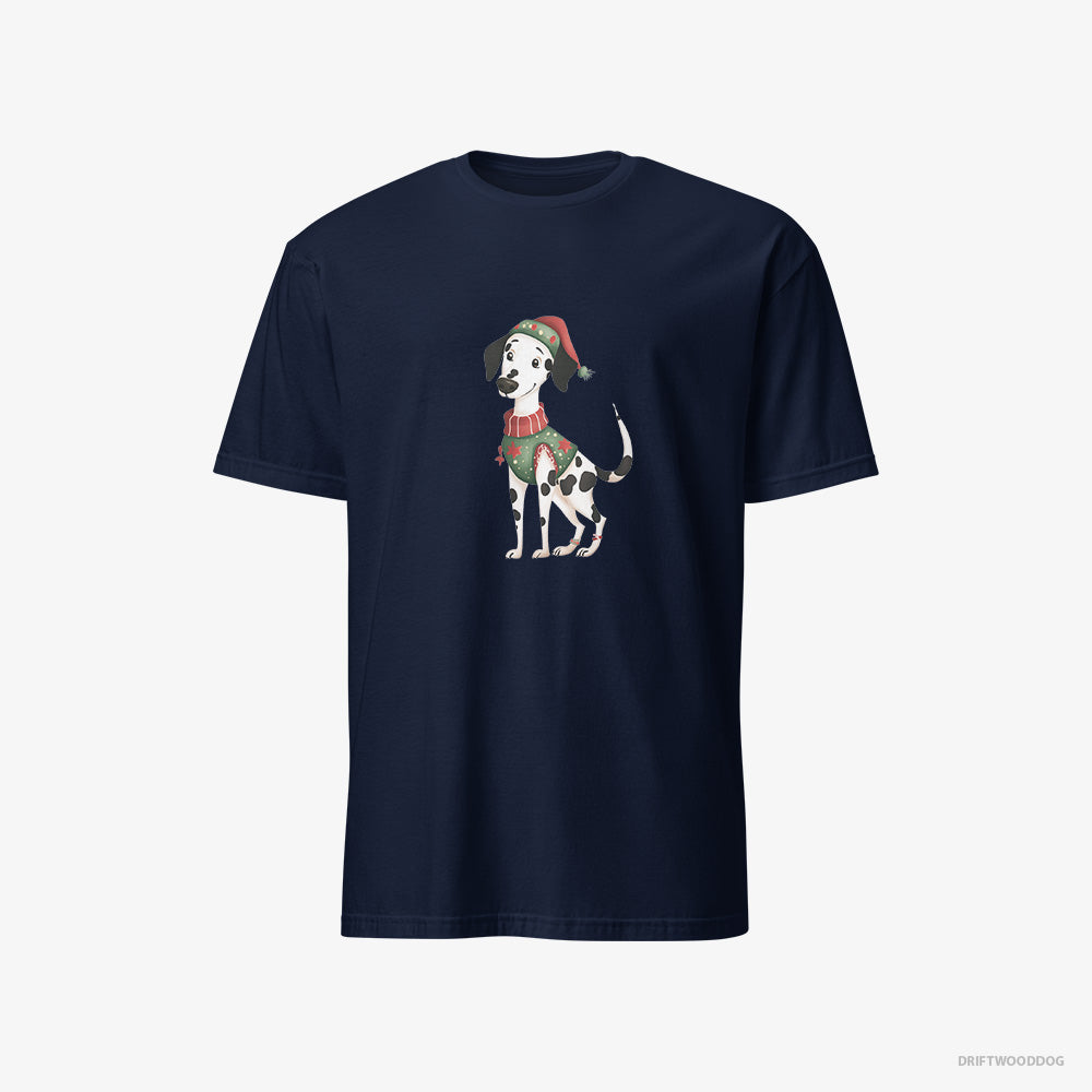 Dalmatian T-Shirt – Men Navy T-Shirt Classic – in an Elf Suit (on White Background)