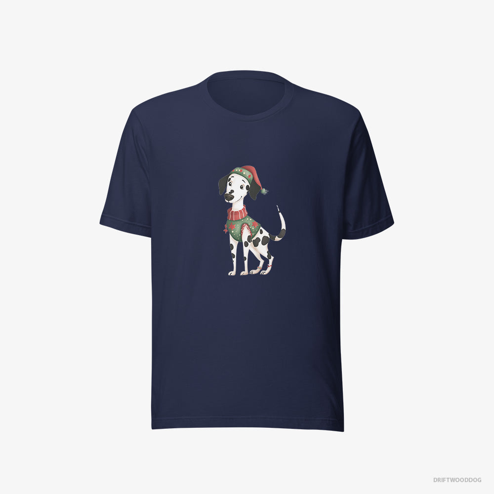 Dalmatian T-Shirt – Women Navy T-Shirt Eco-Friendly – in an Elf Suit (on White Background)