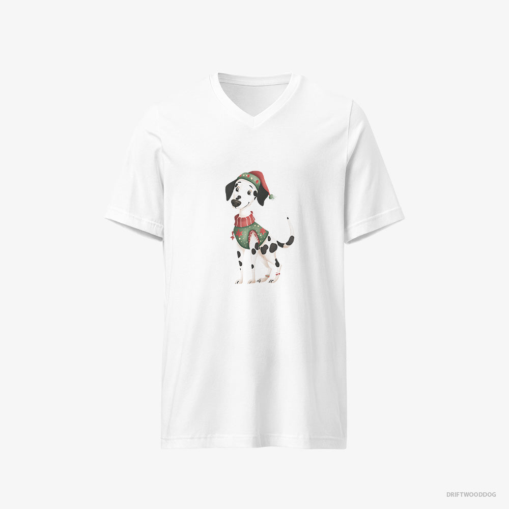 Dalmatian in an Elf Suit V-Neck T-Shirt