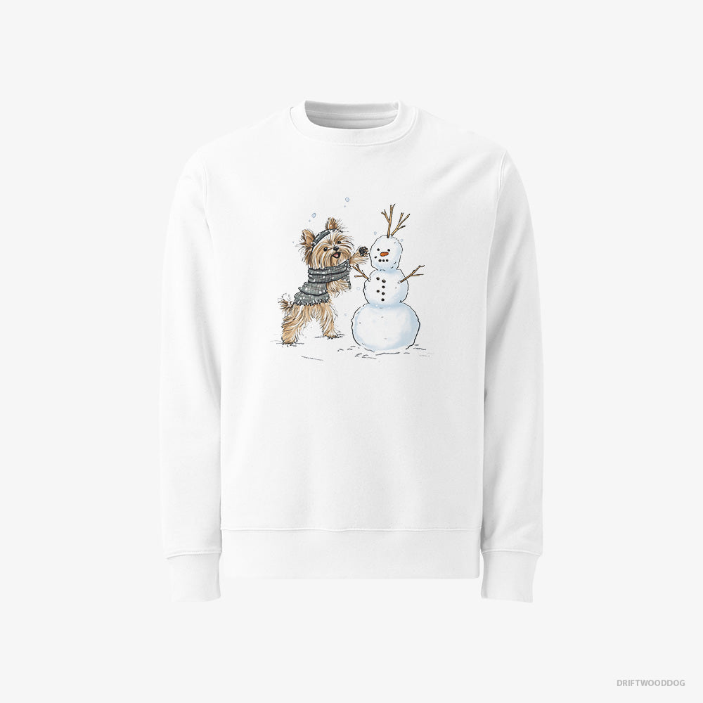 Yorkshire Terrier Creating a Snowman Classic Sweatshirt