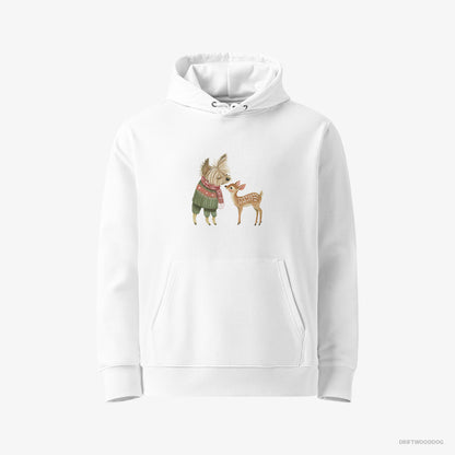 Yorkshire Terrier with a Little Reindeer White Hoodie