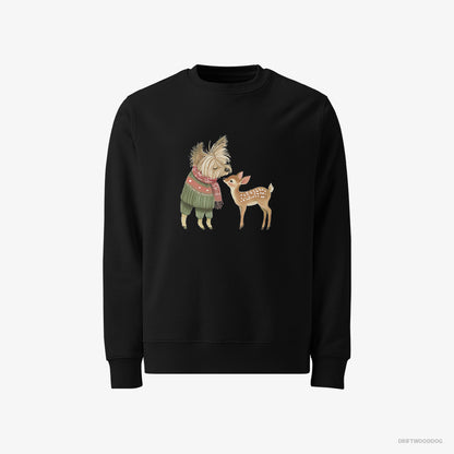 Yorkshire Terrier with a Little Reindeer Black Sweatshirt