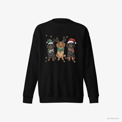 Dachshund Sweatshirt – Women Black Sweatshirt Eco-Friendly – Dogs in the Holiday Spirit and Joy (on White Background)