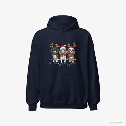 Cavalier King Charles Spaniel Puppies Christmas Navy Hoodie