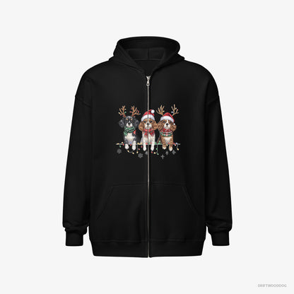 Cavalier King Charles Spaniel Puppies Christmas Black Hoodie