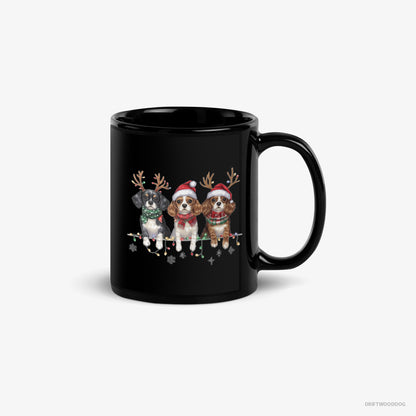 Cavalier King Charles Spaniel Mug – Unisex Black Mug Classic – Puppies Christmas (on White Background)