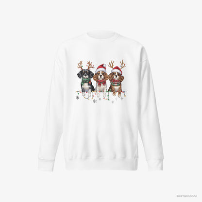 Cavalier King Charles Spaniel Puppies Christmas White Sweatshirt