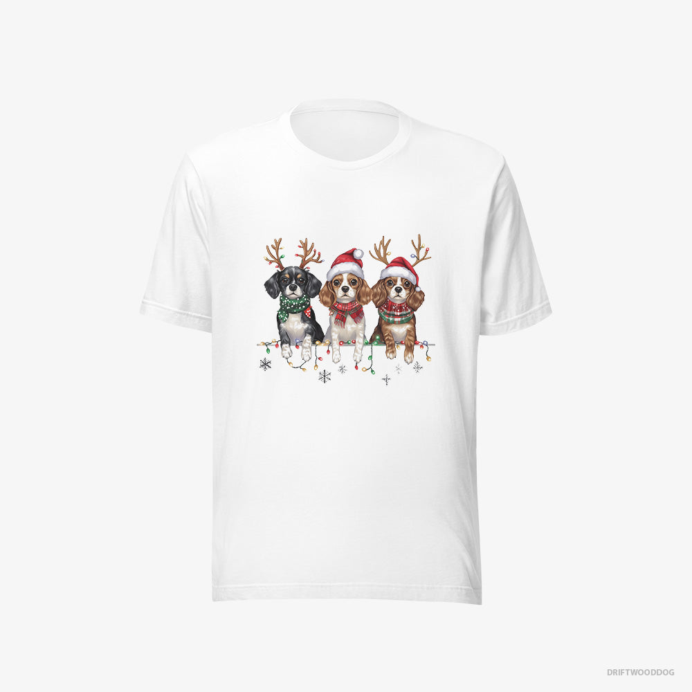 Cavalier King Charles Spaniel T-Shirt – Men White T-Shirt Eco-Friendly – Puppies Christmas (on White Background)