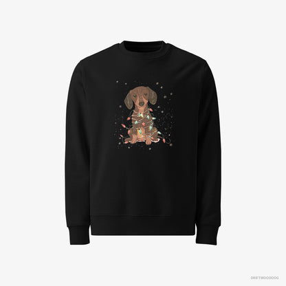 Dachshund Adorned with Christmas Lights Black Sweatshirt