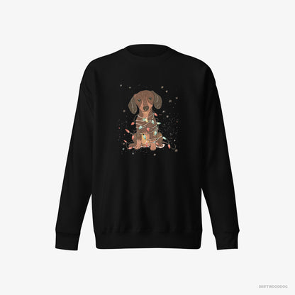 Dachshund Adorned with Christmas Lights Black Sweatshirt