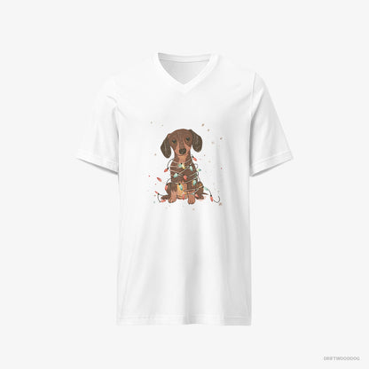 Dachshund Adorned with Christmas Lights White T-Shirt