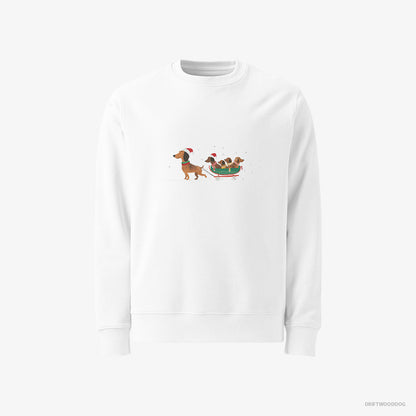 Dachshund on a Sled with Puppies White Sweatshirt