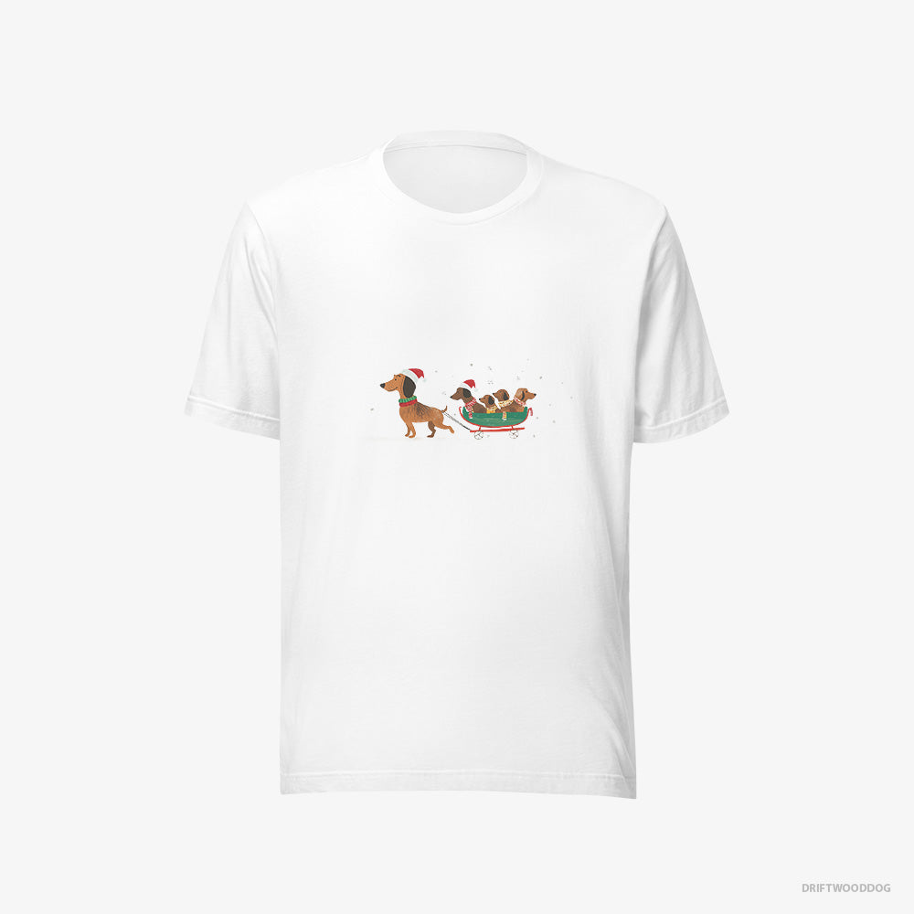 Dachshund on a Sled with Puppies – Men's T-Shirt White Eco – Eco-Friendly