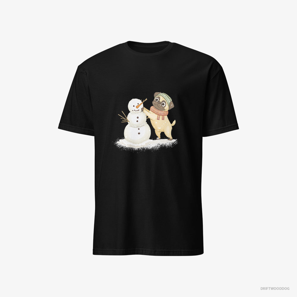 Pug Putting Together a Snowman Classic T-Shirt