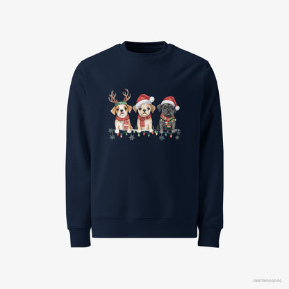 Bulldog Puppies Christmas-Themed Navy Sweatshirt