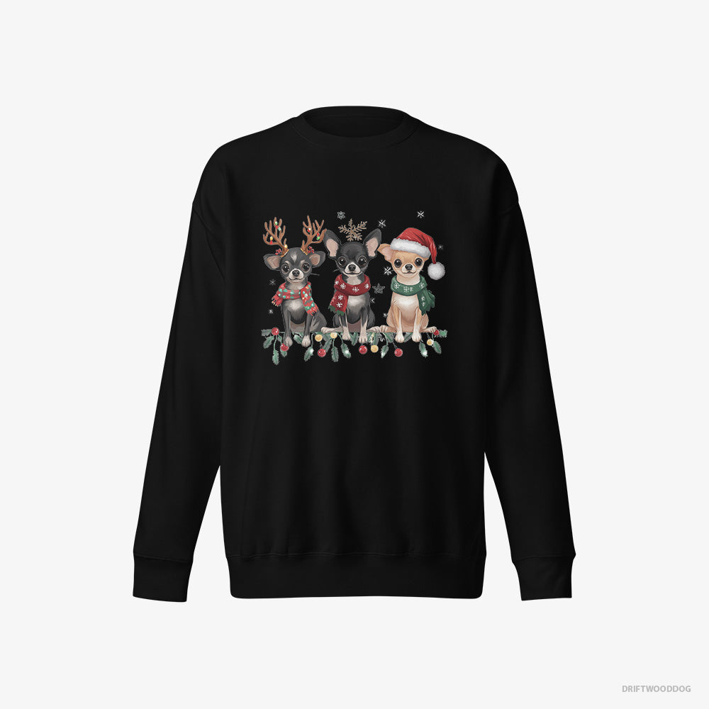 Chihuahua Puppies Spreading Christmas Joy – Men's Sweatshirt Black Eco – Eco-Friendly