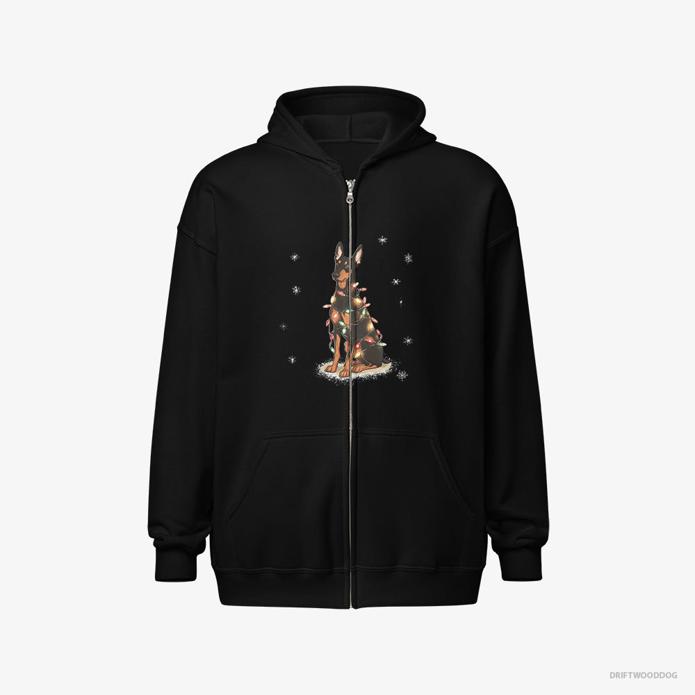 Dobermann Wrapped Up in Christmas Garland Full-Zip Hoodie